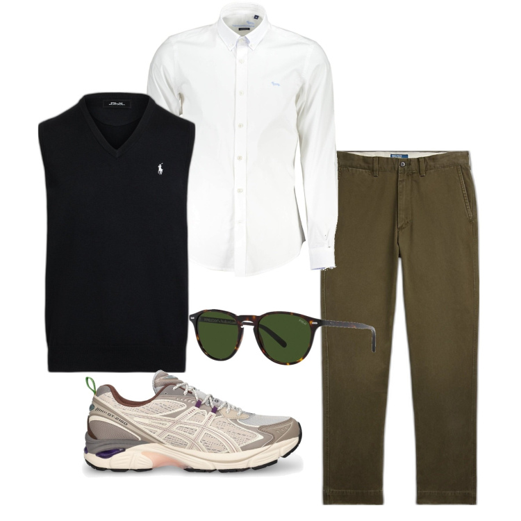 Outfit uomo - Gilet nero. Stile Urban per Tutti i giorni. Abbinamento con pantaloni, occhiali da sole, maglieria, camicie, sneakers.