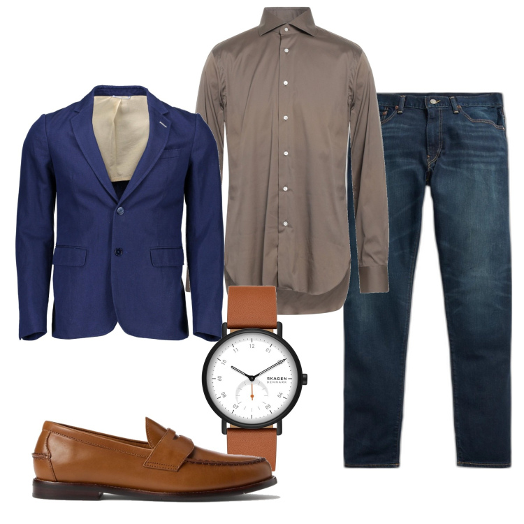 Outfit uomo - Blu savoy. Stile Trendy per Serata speciale. Abbinamento con camicie, orologi, scarpe stringate, jeans, giacche.