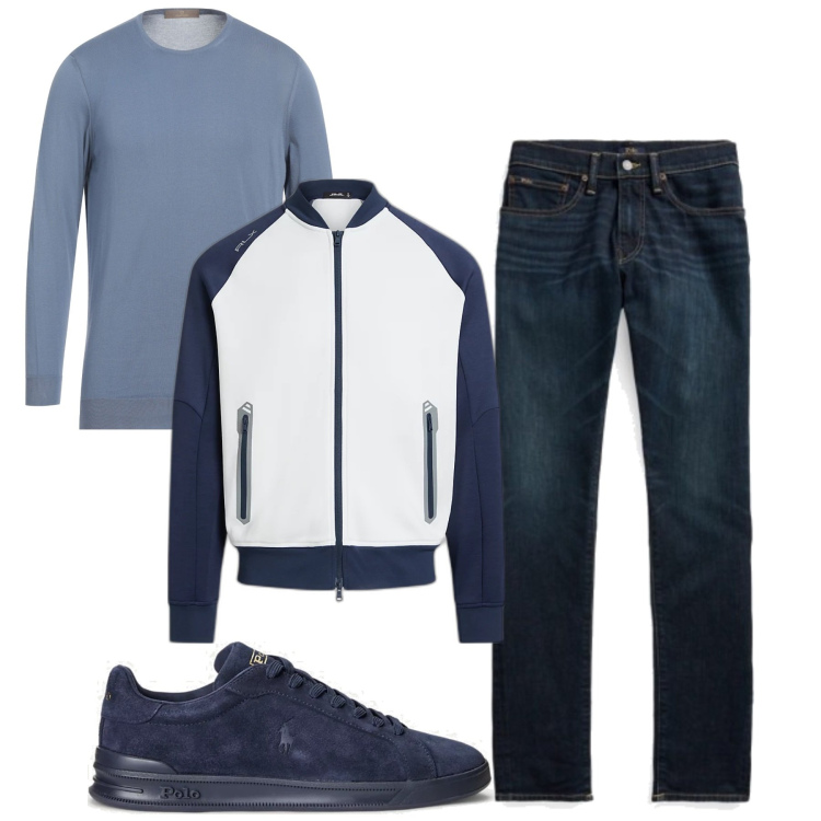 Outfit uomo - Il pull avion. Stile Trendy per Tutti i giorni. Abbinamento con pullovers, sneakers, jeans skinny, bomber.