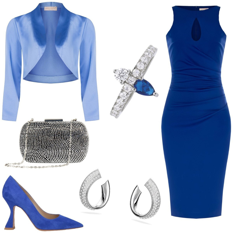 Outfit donna - Cerimonia. Stile Glamour per Cerimonia. Abbinamento con décolleté, orecchini, anelli, vestiti midi/longuette, blazer, clutch.