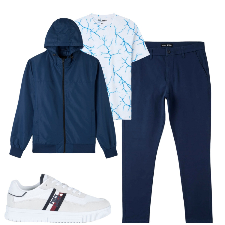 Outfit uomo - Total look #1833577. Stile Urban per Tutti i giorni. Abbinamento con sneakers, t-shirt, pantaloni chino, giacche.