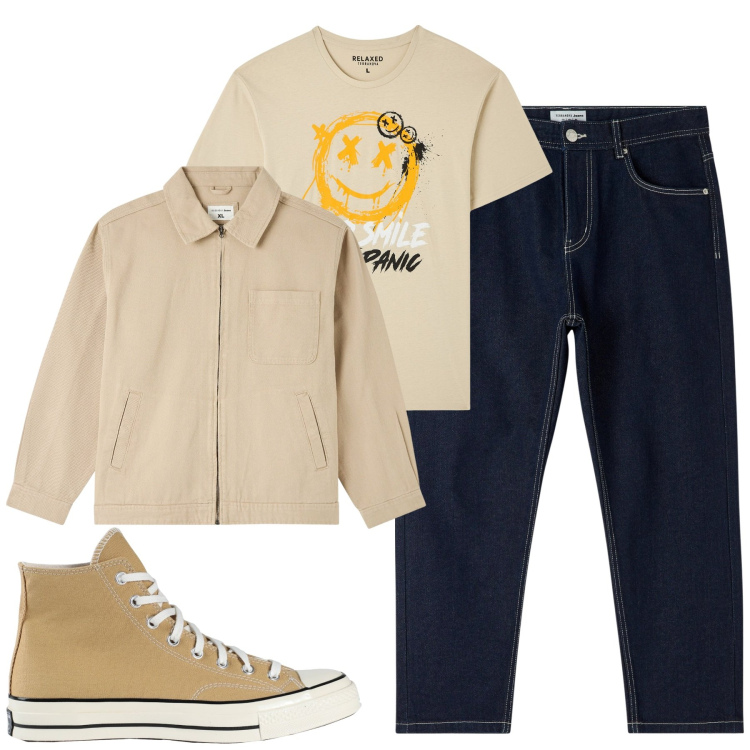Outfit uomo - Total look #1833581. Stile Casual per Tutti i giorni. Abbinamento con sneakers alte, giacche, t-shirt, jeans.