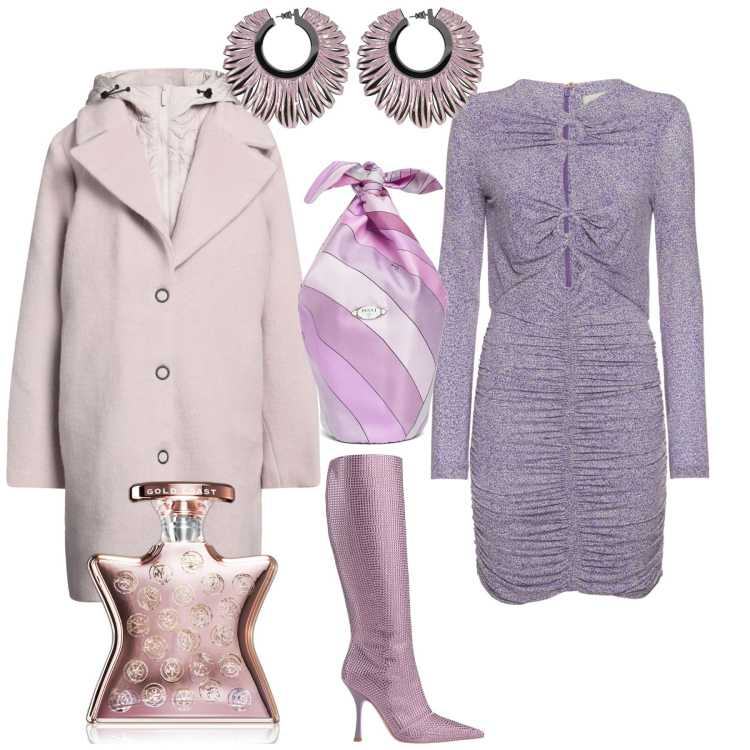 Outfit donna - Per il giorno di Pasqua. Stile Romantica per Tutti i giorni. Abbinamento con stivali, cappotti, profumi, vestiti, borse a mano, orecchini.