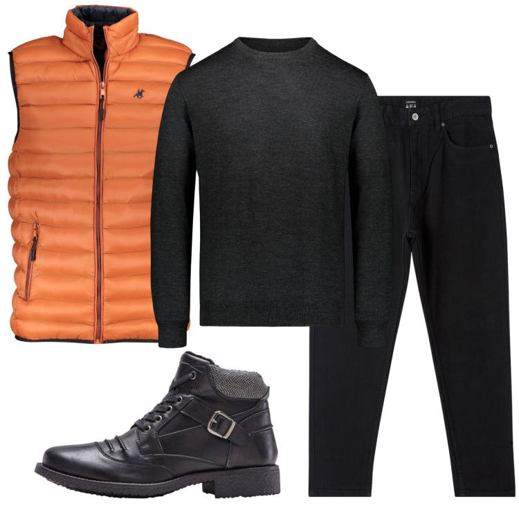 Outfit uomo - Total look #1834260. Stile Casual per Tutti i giorni. Abbinamento con stivali e stivaletti, pantaloni, maglieria, giacche.