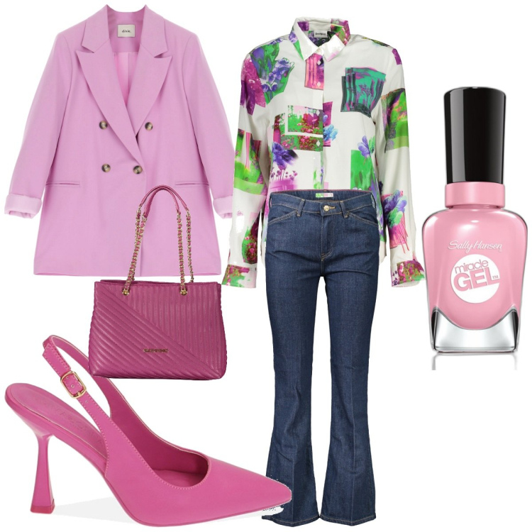 Outfit donna - Total look #1834331. Stile Casual per Tutti i giorni. Abbinamento con smalti, décolleté, blazer, camicie, jeans, borse a spalla.