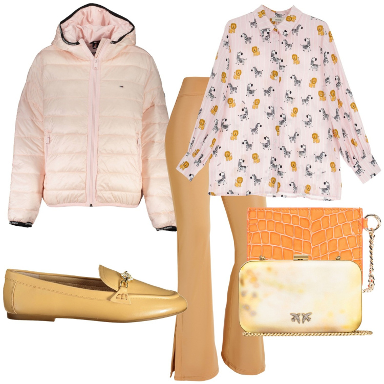 Outfit donna - Casual. Stile Casual per Tutti i giorni. Abbinamento con clutch, portafogli, camicie, pantaloni, mocassini, blazer.