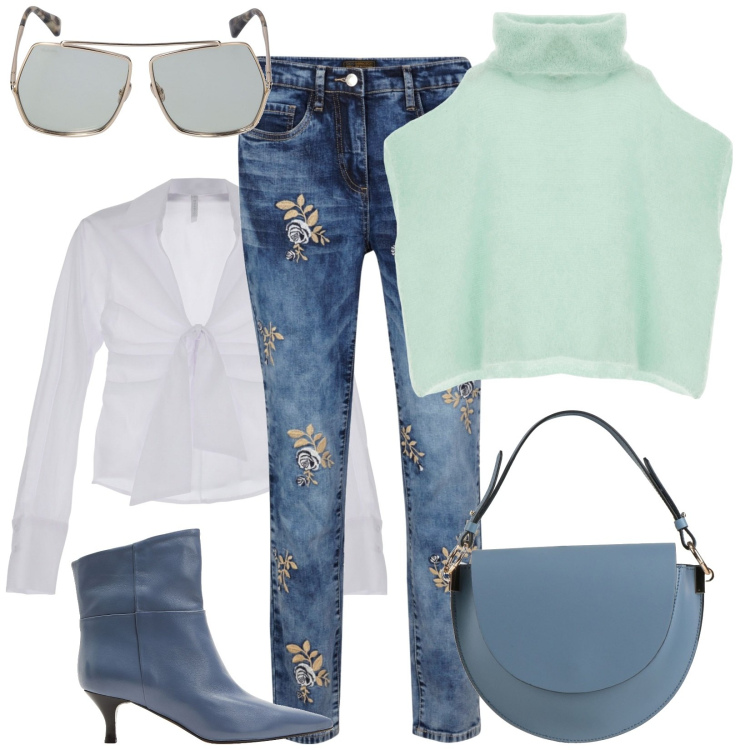 Outfit donna - Total look #1834343. Stile Sporty chic per Tutti i giorni. Abbinamento con jeans, borse a mano, stivaletti, camicie, cappe, occhiali da sole.
