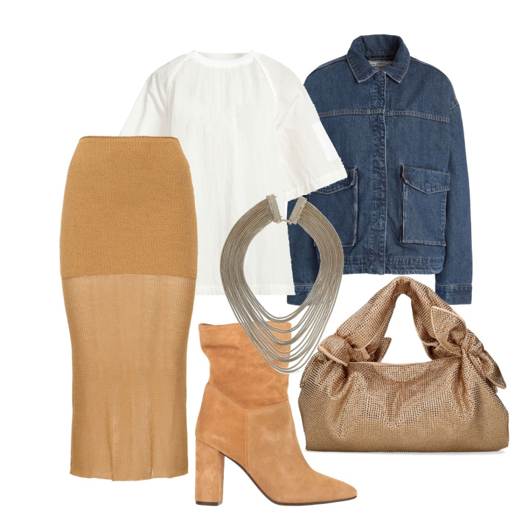 Outfit donna - Ghost outfitter - marzo. Stile Trendy per Tutti i giorni. Abbinamento con t-shirt, stivaletti, jeans, gonne longuette, borse a mano, collane.