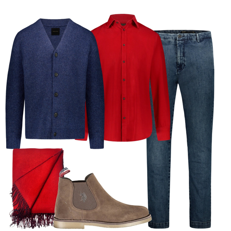Outfit uomo - La camicia a righe. Stile Urban per Tutti i giorni. Abbinamento con sciarpe, cardigans, camicie, jeans, stivali.
