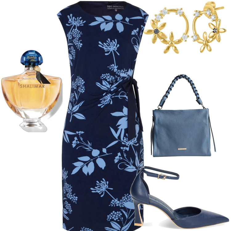 Outfit donna - Total look #1834475. Stile Chic per Serata fuori. Abbinamento con vestiti, borse a mano, orecchini, profumi, décolleté.