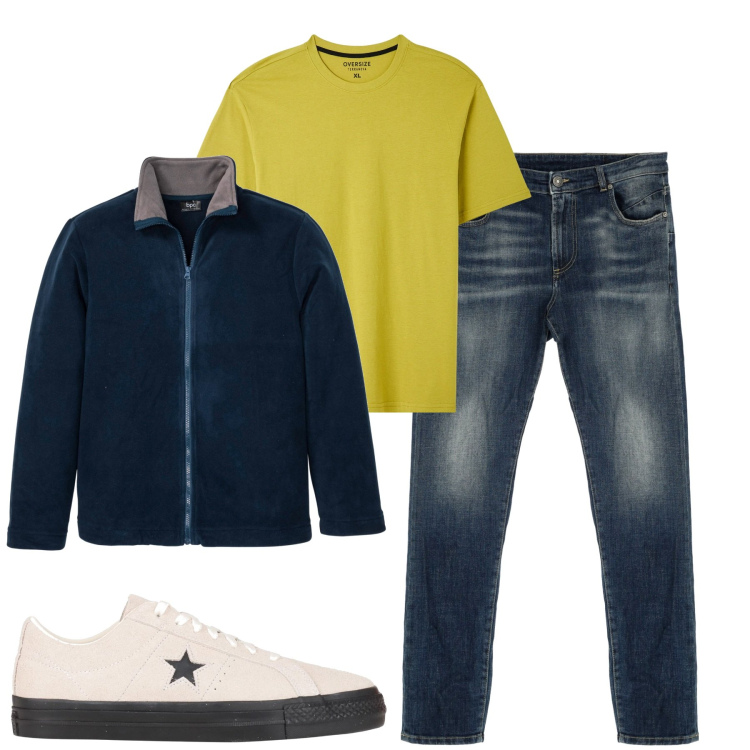 Outfit uomo - City. Stile Urban per Tutti i giorni. Abbinamento con giacche, sneakers, t-shirt, jeans.