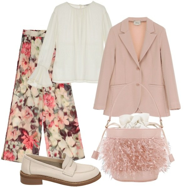 Outfit donna - Total look #1834510. Stile Casual chic per Serata fuori. Abbinamento con mocassini, pantaloni, borse a secchiello, camicie, blazer.