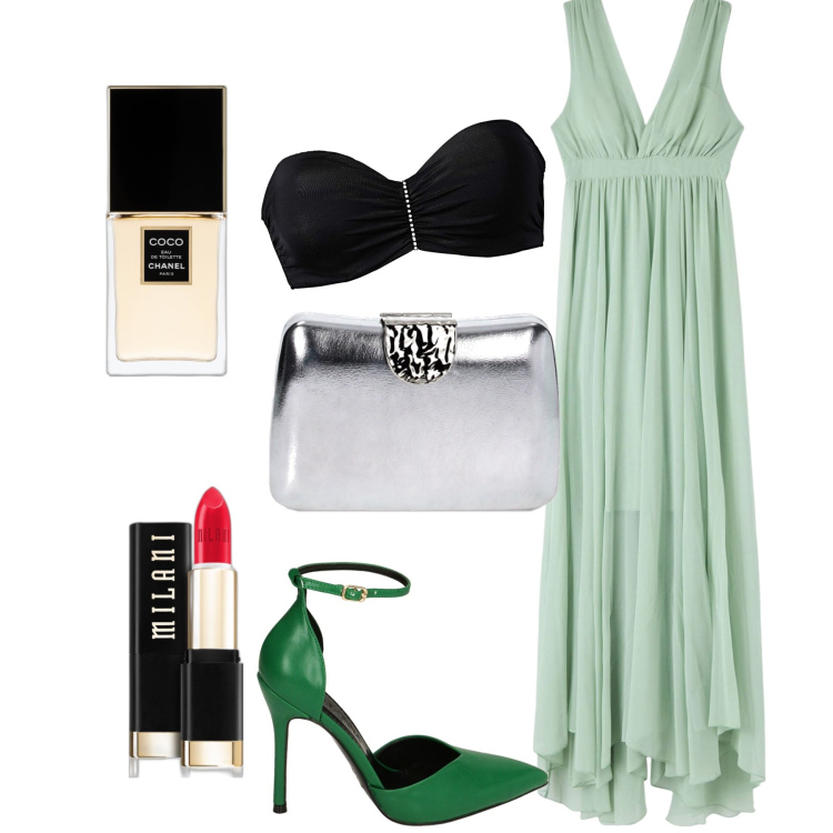 Outfit donna - La mia notte degli Oscar. Stile Glamour per Serata fuori. Abbinamento con reggiseni, profumi, rossetti, vestiti lunghi, décolleté, clutch.