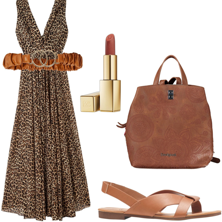 Outfit donna - Total look #1834683. Stile Casual per Tutti i giorni. Abbinamento con sandali, rossetti, vestiti lunghi, cinture, zaini.