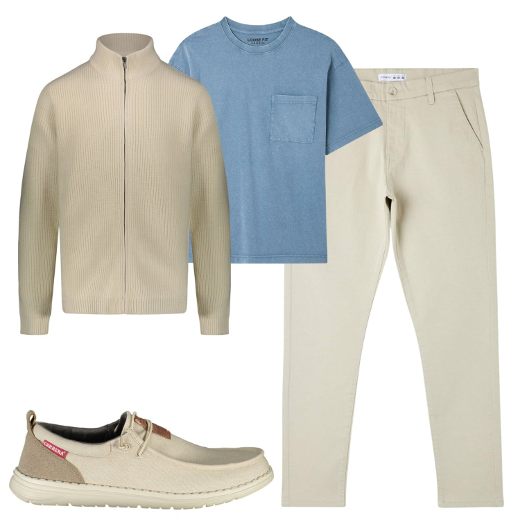 Outfit uomo - City. Stile Urban per Tutti i giorni. Abbinamento con pantaloni skinny, t-shirt, cardigans, scarpe stringate.