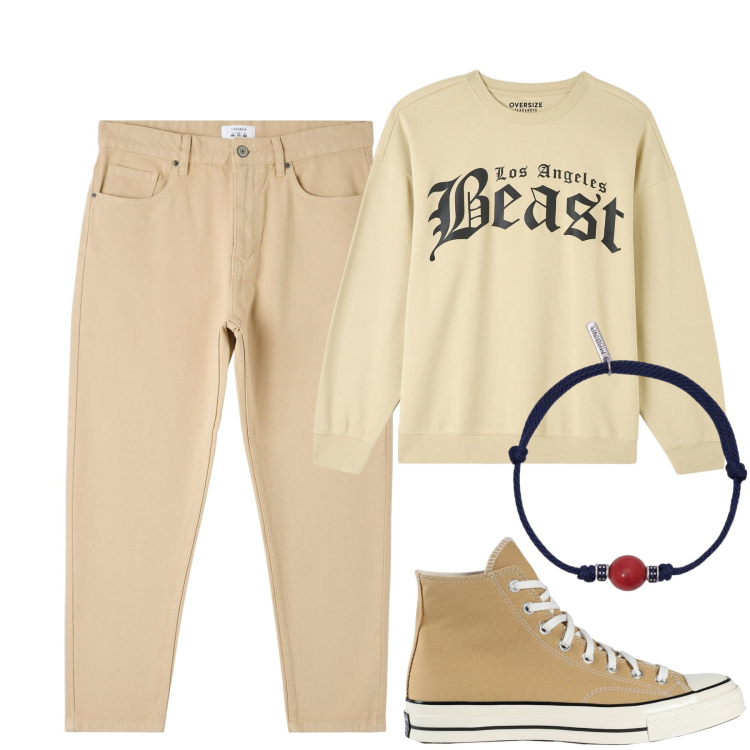 Outfit uomo - Total look #1835079. Stile Casual per Tutti i giorni. Abbinamento con sneakers alte, pantaloni, felpe, braccialetti.