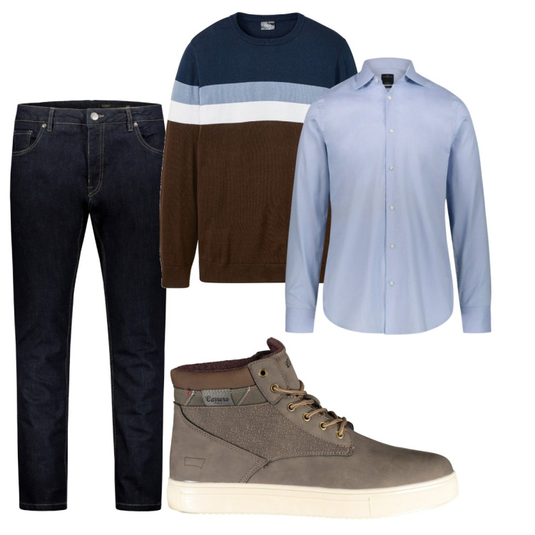 Outfit uomo - Total look #1835083. Stile Casual per Tutti i giorni. Abbinamento con maglieria, jeans, camicie, stivali.