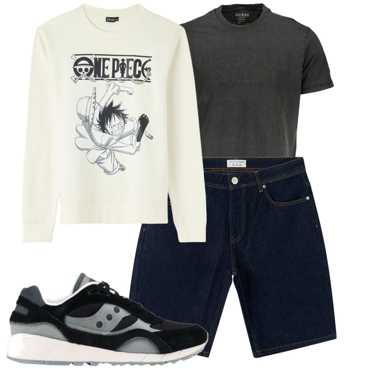 Outfit uomo - City. Stile Urban per Tutti i giorni. Abbinamento con sneakers, bermuda, felpe, t-shirt.