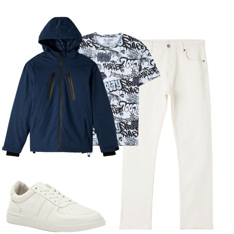Outfit uomo - Total look #1835353. Stile Casual per Tutti i giorni. Abbinamento con t-shirt, giacche, sneakers, pantaloni.