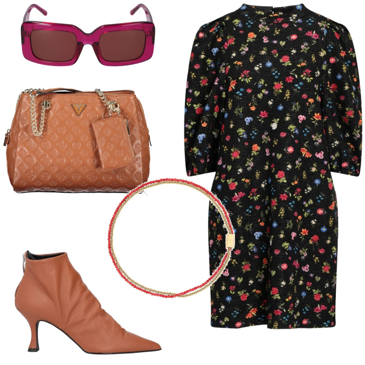 Outfit donna - Total look #1835516. Stile Casual per Tutti i giorni. Abbinamento con stivaletti, vestiti corti, collane, occhiali da sole, borse a spalla.