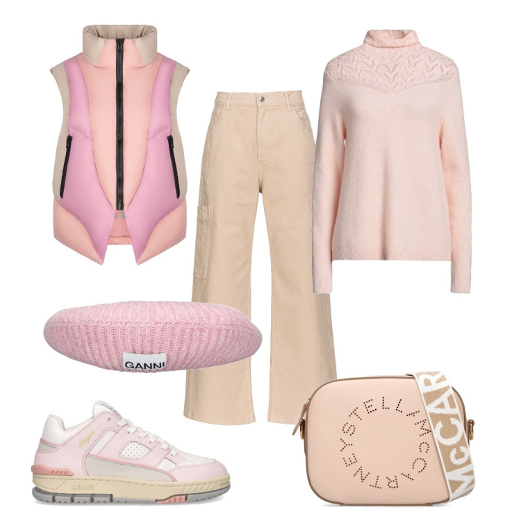 Outfit donna - Total look #1835803. Stile Basic per Tutti i giorni. Abbinamento con maglieria, pantaloni, piumini, borse a spalla, berretti, sneakers.