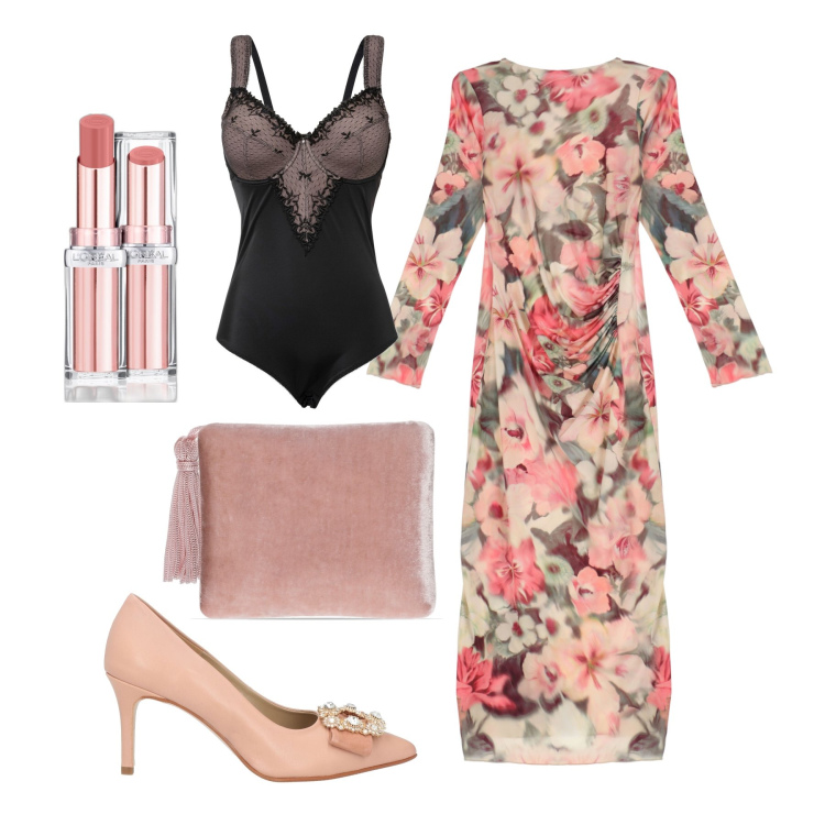Outfit donna - Cerimonia bon ton. Stile Bon Ton per Cerimonia. Abbinamento con body, décolleté, rossetti, vestiti midi/longuette, pochette.
