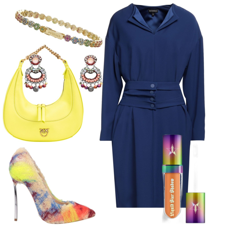 Outfit donna - Vestito passepartout. Stile Chic per Serata fuori. Abbinamento con vestiti corti, orecchini, décolleté, ombretti, braccialetti, borse a spalla.