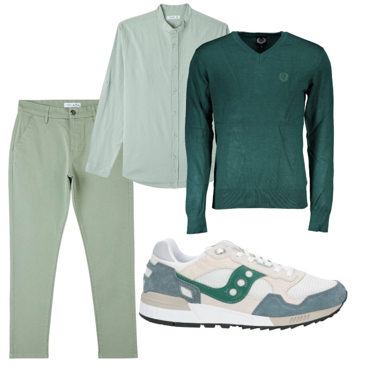 Outfit uomo - Total look #1836248. Stile Trendy per Tutti i giorni. Abbinamento con sneakers, camicie, pantaloni skinny, maglieria.