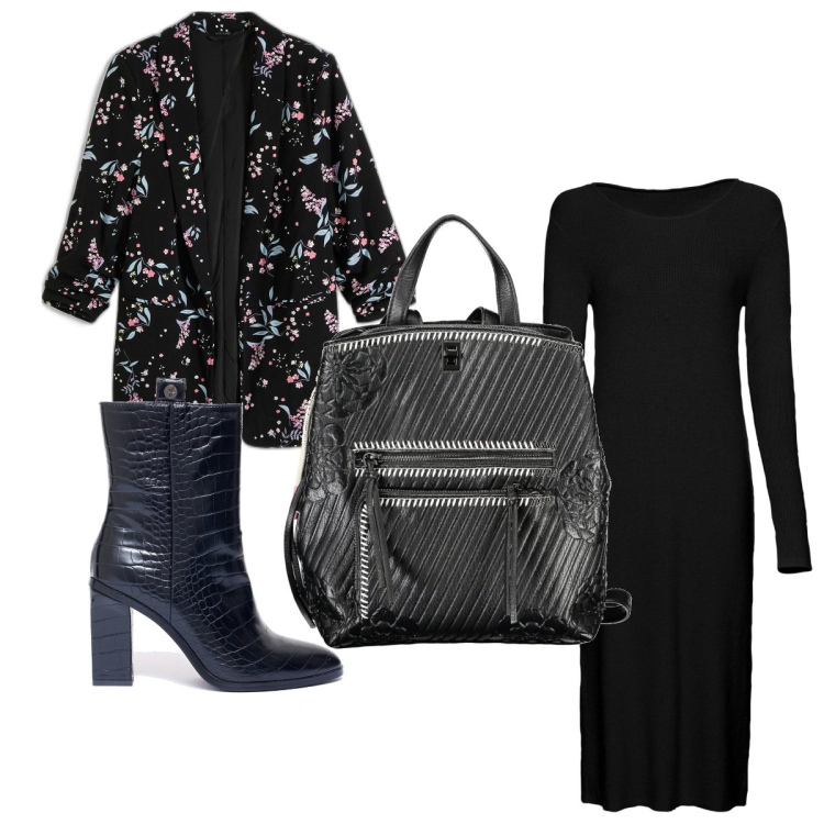 Outfit donna - Total look #1836279. Stile Trendy per Tutti i giorni. Abbinamento con blazer, vestiti, stivaletti, zaini.