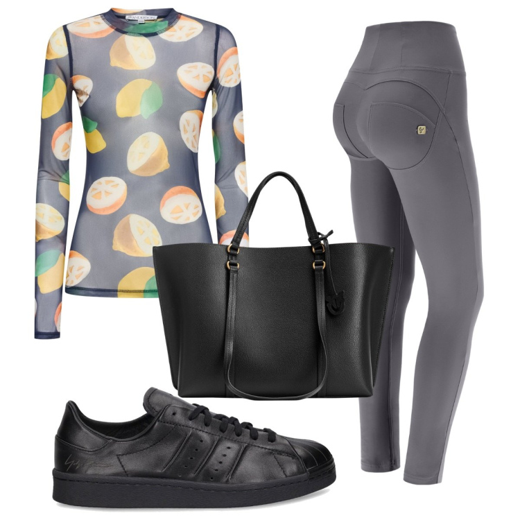 Outfit donna - Total look #1836280. Stile Basic per Tutti i giorni. Abbinamento con shopping bag, pantaloni skinny, sneakers, top.