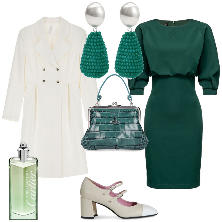 Outfit donna - Bon ton evento o cerimonia. Stile Bon Ton per Cerimonia. Abbinamento con orecchini, profumi, vestiti midi/longuette, cappotti, borse a mano, décolleté.