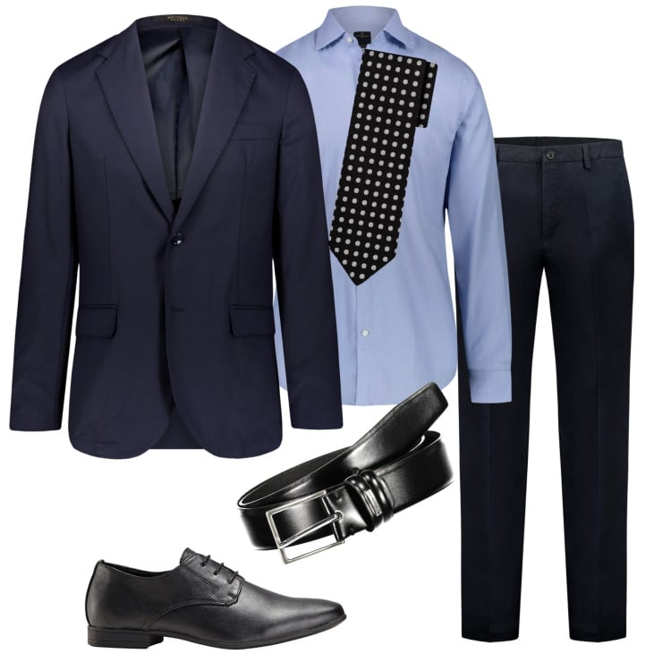 Outfit uomo - Testimone dello sposo. Stile Business/Elegante per Cerimonia. Abbinamento con scarpe stringate, cravatte, pantaloni, giacche, camicie, cinture.
