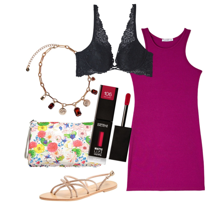 Outfit donna - Sognando l estate. Stile Bon Ton per Mare. Abbinamento con rossetti, reggiseni, sandali, vestiti a tubino, borse a mano, collane.
