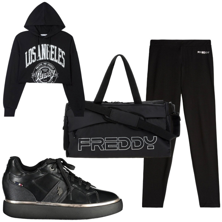 Outfit donna - Total look #1836651. Stile Basic per Sport. Abbinamento con felpe sportive, borse sportive, leggings, scarpe sportive.