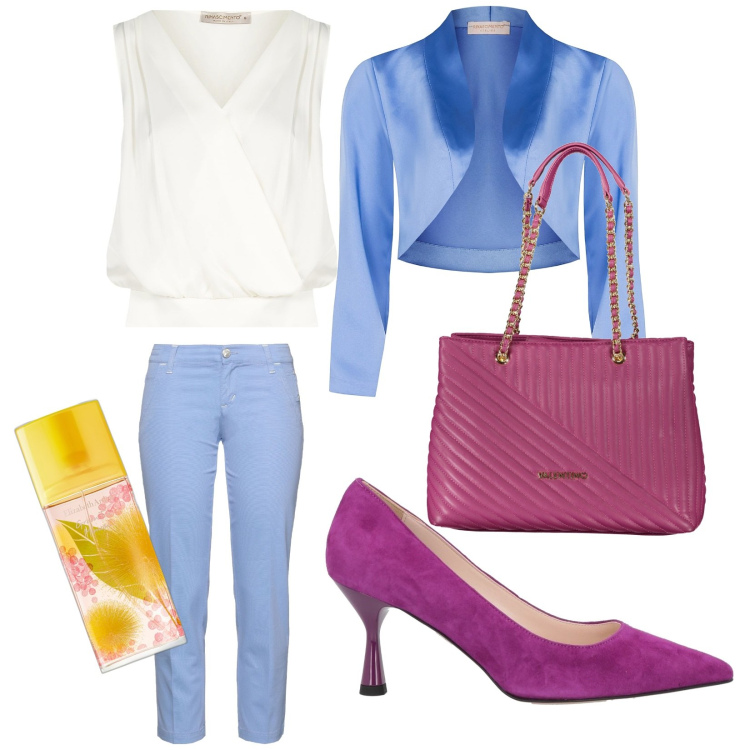 Outfit donna - Total look #1836901. Stile Casual per Ufficio. Abbinamento con décolleté, pantaloni, profumi, blazer, top, borse a spalla.