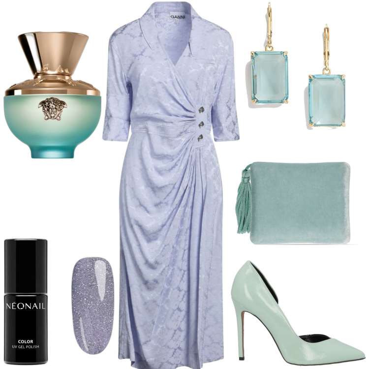Outfit donna - Tacco a spillo. Stile Chic per Tutti i giorni. Abbinamento con vestiti midi/longuette, décolleté, profumi, smalti, orecchini, pochette.