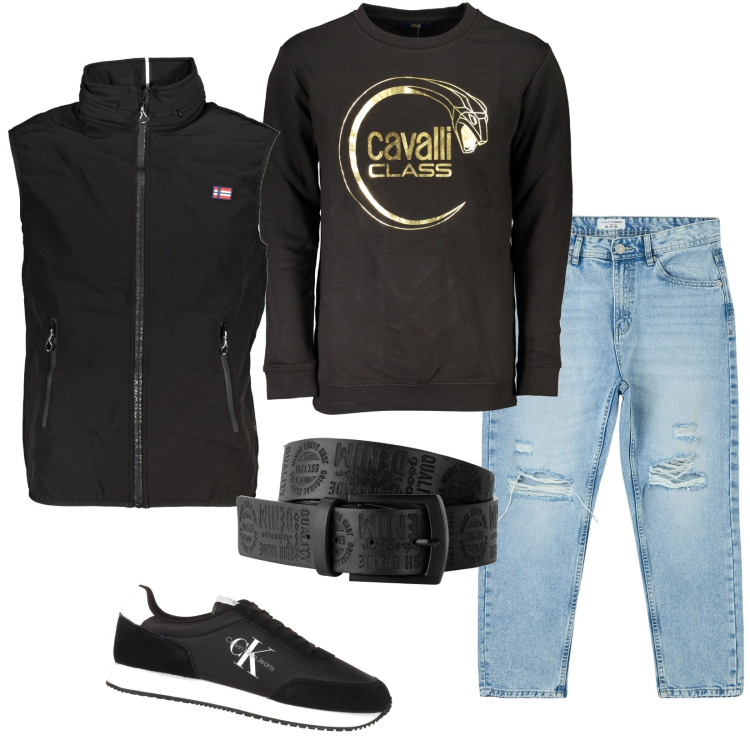 Outfit uomo - Brand super scontati. Stile Casual per Tutti i giorni. Abbinamento con cinture, sneakers, jeans strappati, giacche, felpe.