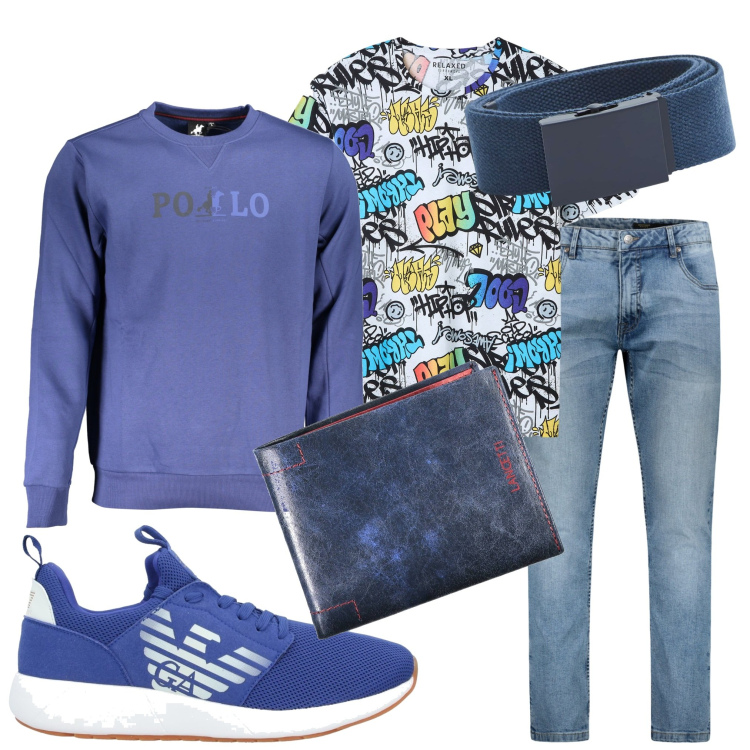 Outfit uomo - T-shirt simpatica. Stile Casual per Tutti i giorni. Abbinamento con sneakers, t-shirt, cinture, jeans, felpe, portafogli.