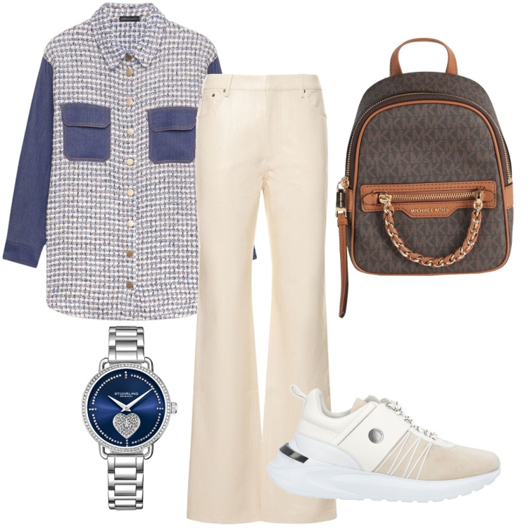 Outfit donna - Il camicione casual. Stile Casual per Tutti i giorni. Abbinamento con zaini, sneakers, orologi, camicie, pantaloni.