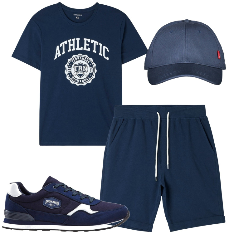 Outfit uomo - Total look #1837298. Stile Casual per Tutti i giorni. Abbinamento con sneakers, t-shirt, shorts, cappelli con visiera.