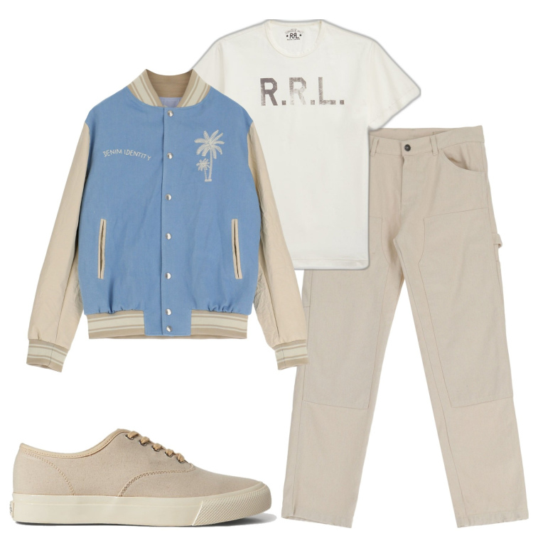 Outfit uomo - City. Stile Trendy per Tutti i giorni. Abbinamento con pantaloni, giacche, sneakers, t-shirt.