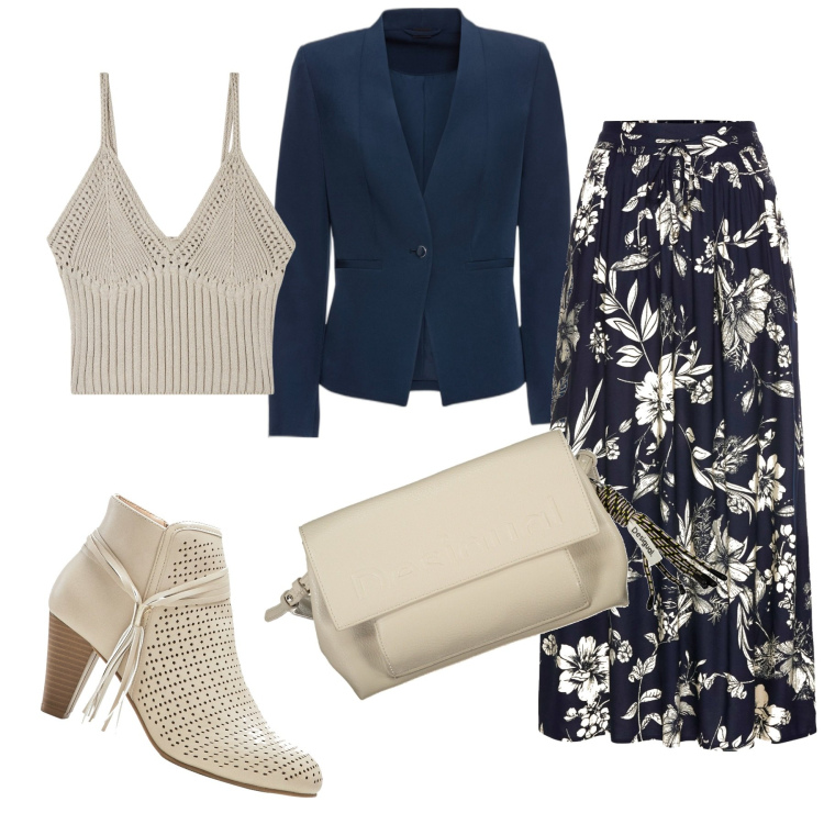 Outfit donna - Gonna & stivaletti. Stile Casual chic per Tutti i giorni. Abbinamento con gonne lunghe, blazer, stivaletti, top, borse a spalla.