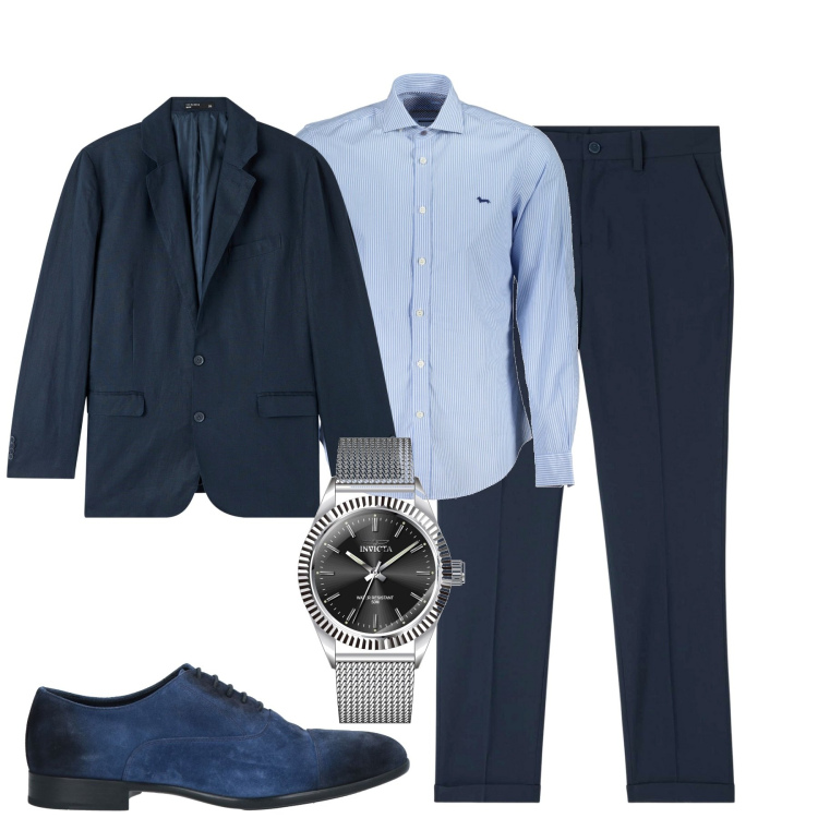 Outfit uomo - City. Stile Business/Elegante per Tutti i giorni. Abbinamento con orologi, scarpe stringate, giacche, pantaloni chino, camicie.