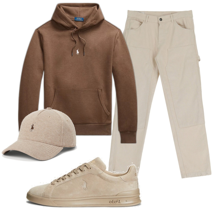 Outfit uomo - Total look #1837460. Stile Casual per Ufficio. Abbinamento con pantaloni, sneakers, felpe con cappuccio, cappelli.