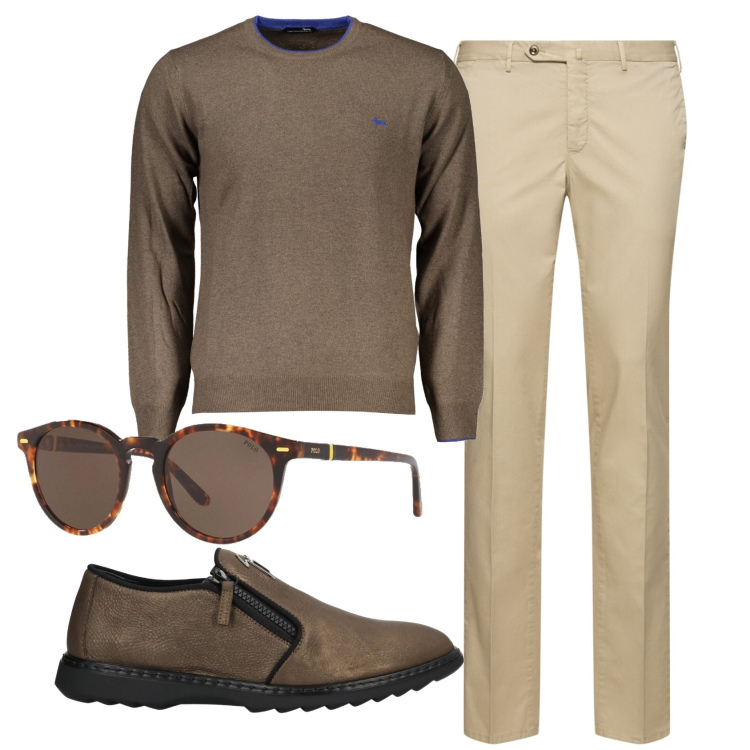 Outfit uomo - Total look #1837623. Stile Business/Elegante per Ufficio. Abbinamento con sneakers, occhiali da sole, maglieria, pantaloni.