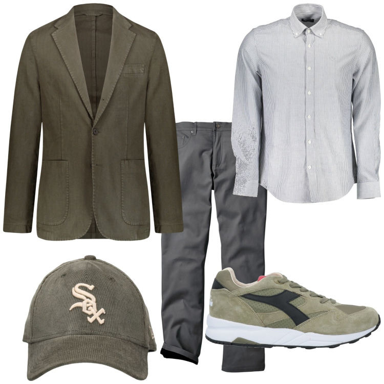 Outfit uomo - Total look #1837869. Stile Trendy per Tutti i giorni. Abbinamento con pantaloni, sneakers, giacche, cappelli, camicie.