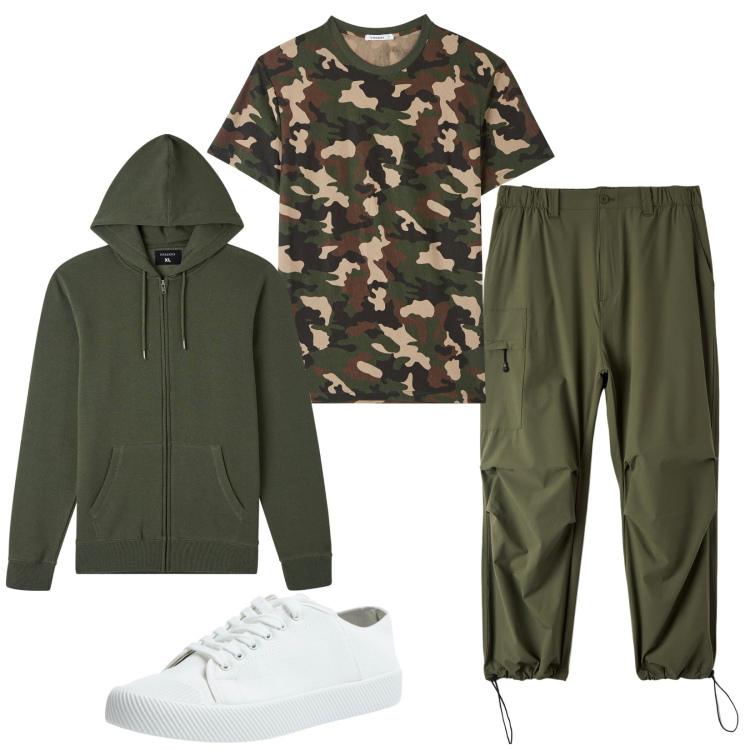 Outfit uomo - Shopping da Terranova. Stile Casual per Sport. Abbinamento con t-shirt, pantaloni, felpe con cappuccio, sneakers.