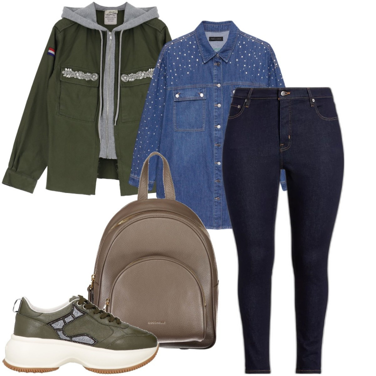 Outfit donna - La camicia lurex. Stile Casual per Tutti i giorni. Abbinamento con sneakers, blazer, jeans skinny, camicie, zaini.