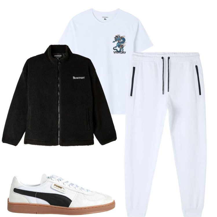 Outfit uomo - Total look #1837997. Stile Casual per Tutti i giorni. Abbinamento con sneakers, t-shirt, pantaloni, felpe.