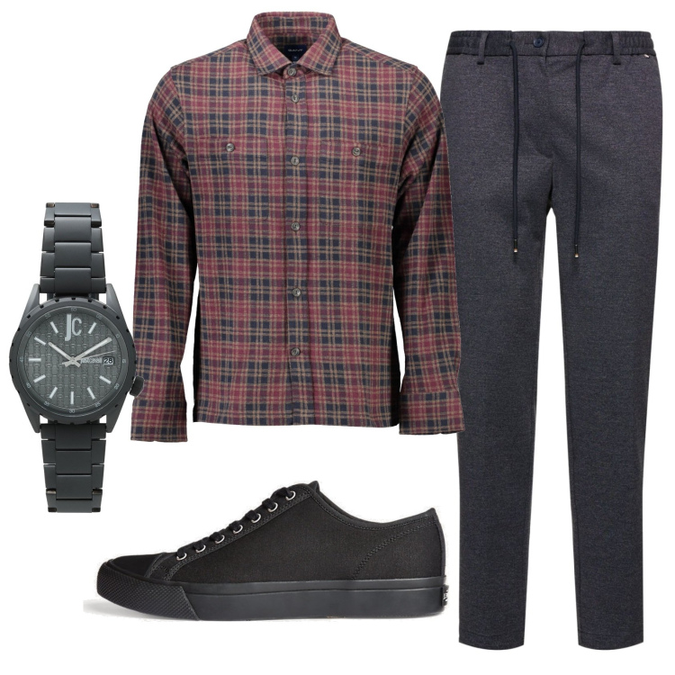 Outfit uomo - Total look #1838248. Stile Casual per Ufficio. Abbinamento con orologi, sneakers, pantaloni, camicie.